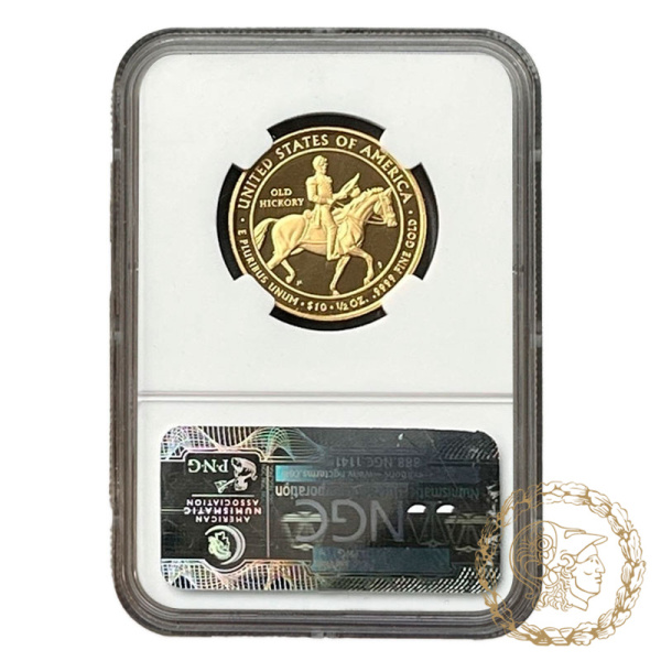 Золота монета 10 доларів 2008 рік, США.  Ендрю Джексон  в слабі PF 69