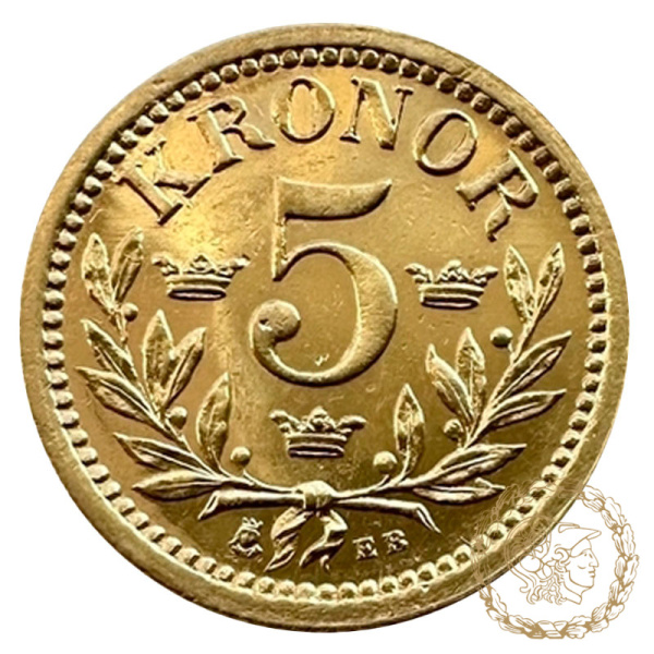 Золота монета 5 крон 1883 рік, Швеція. Оскар II