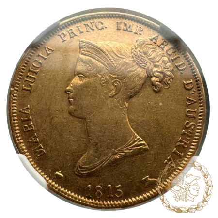 Золота монета 40 лір 1815 рік, Італія. Марія-Луїза в слабі AU 53