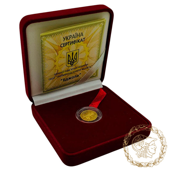 Золота монета 2 гривні 2010 рік, Україна. Бджола