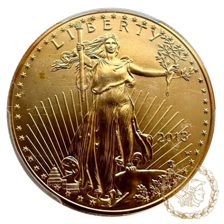 Золота монета 50 доларів 2013 рік, США. Американський беркут в слабі MS 70