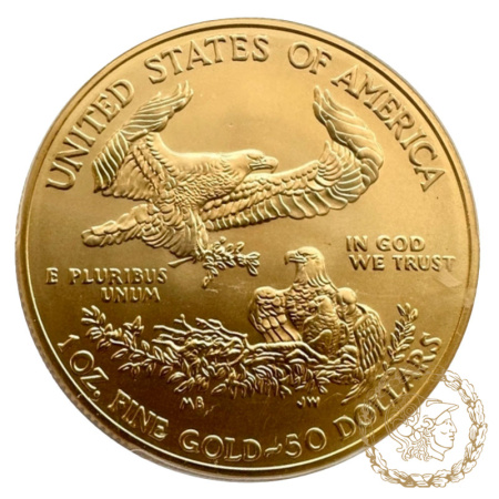 Золота монета 50 доларів 2019 рік, США. Американський беркут в слабі MS  70