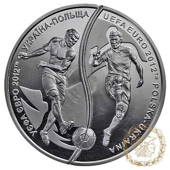 Срібна монета 10 гривень 2012 рік, Україна. УЄФА. Євро 2012. Україна-Польща 