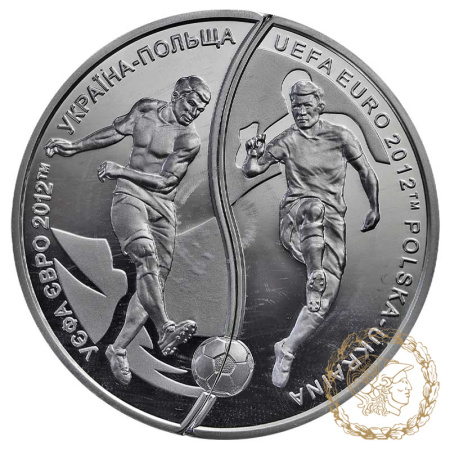 Срібна монета 10 гривень 2012 рік, Україна. УЄФА. Євро 2012. Україна-Польща 