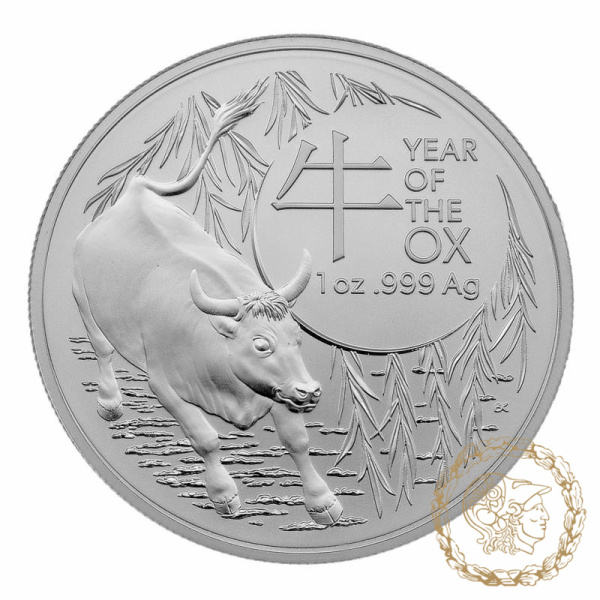Срібна монета 1 долар 2021 Австралія 999 1 Oz Рік Бика