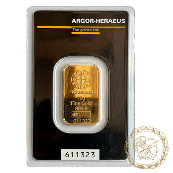 Золотий злиток 10 грам ARGOR-HERAEUS