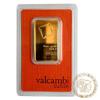Золотий злиток 1 oz (31,1 грам) valcambi suisse
