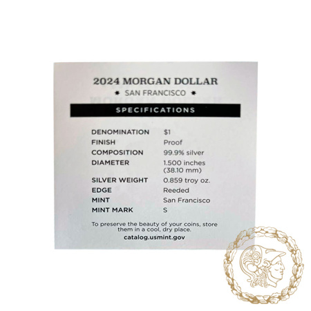 Срібна монета 1 долар 2024 рік, США. Morgan Dollar 2024