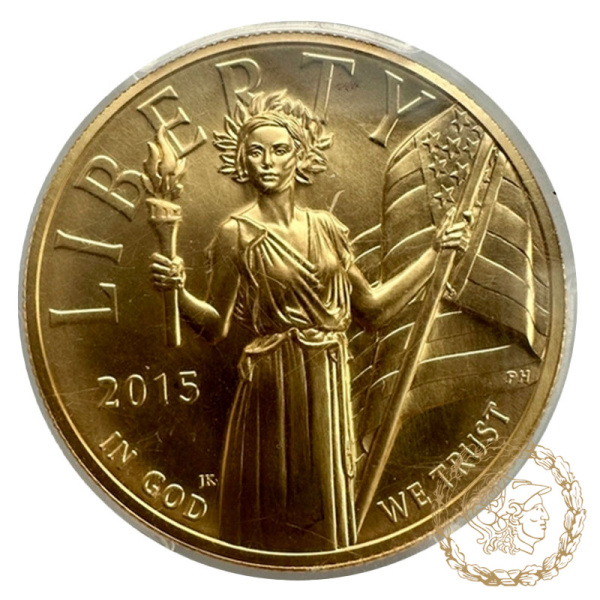 Золота монета 100 доларів 2015 рік, США. Свобода в слабі MS  69