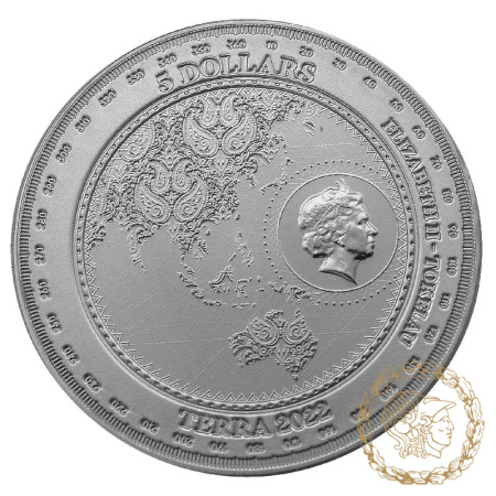Срібна монета 5 доларів 2022 Токелау 999 1 Oz Terra