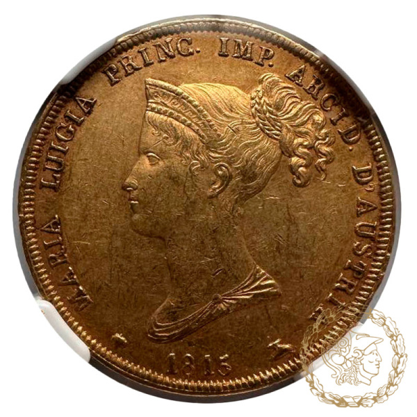 Золота монета 40 лір 1815 рік, Італія. Марія-Луїза в слабі AU 58