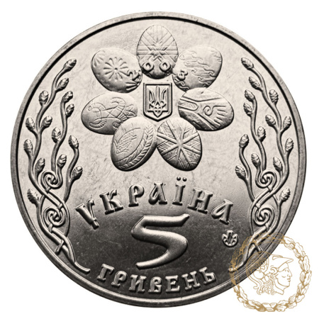 Монета нейзильбер 5 гривень 2003 рік, Україна. Свято Великодня