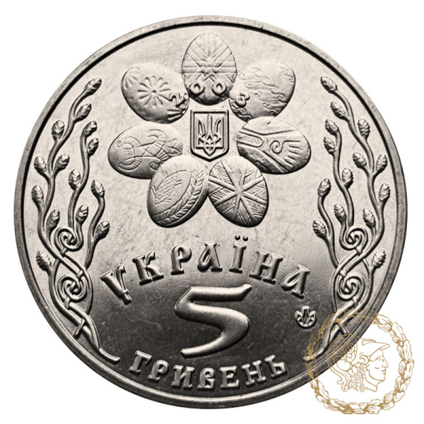 Монета нейзильбер 5 гривень 2003 рік, Україна. Свято Великодня