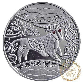 Срібна монета 5 гривень 2009 рік, Україна. Рік Бика