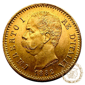 Золота монета 20 лір 1882 рік, Італія. Умберто I