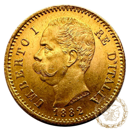 Золота монета 20 лір 1882 рік, Італія. Умберто I