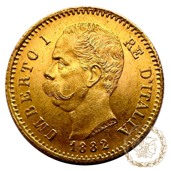 Золота монета 20 лір 1882 рік, Італія. Умберто I