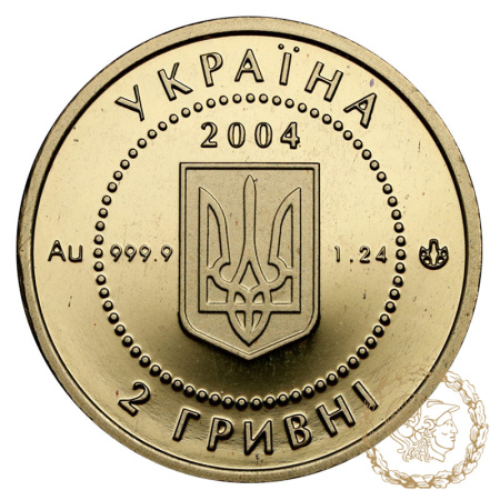 Золота монета 2 гривні 2004 рік, Україна. Лелека