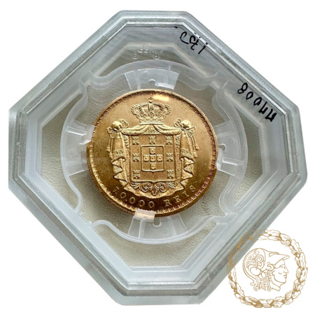 Золота монета 10000 рейсів 1881 рік, Португалія. 