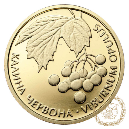 Золота монета 2 гривні 2010 рік, Україна. Калина червона