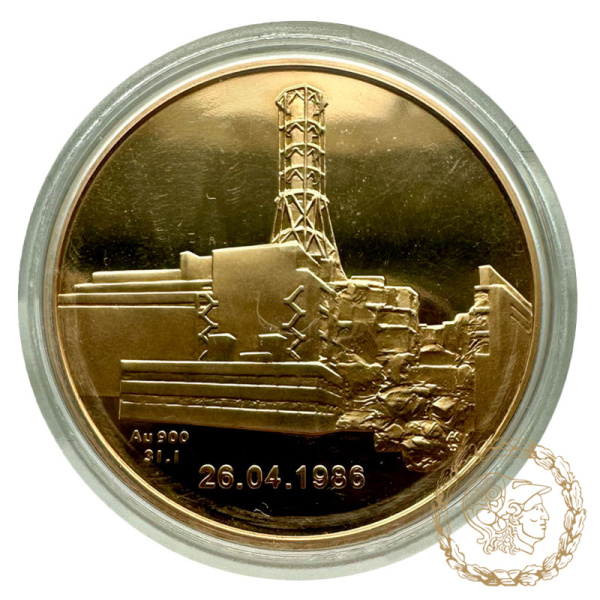 Золота пам'ятна настільна медаль 20 років Чорнобильської аварії 2006 р.