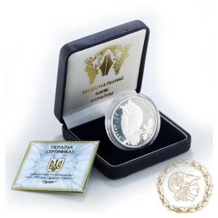 Срібна монета 10 гривень 2002 рік, Україна. Пугач